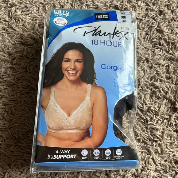 NWT! Playtex 18 Hour Black Wirefree Bra with shoulder Comfort Size 38D - Picture 6 of 7